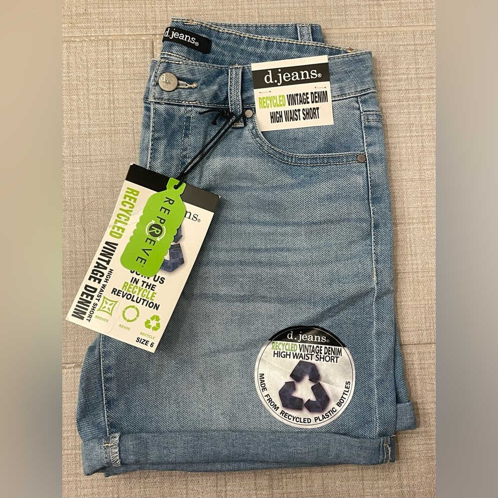 D.jeans Recycled Vintage Denim High Waist Shorts Sz 6